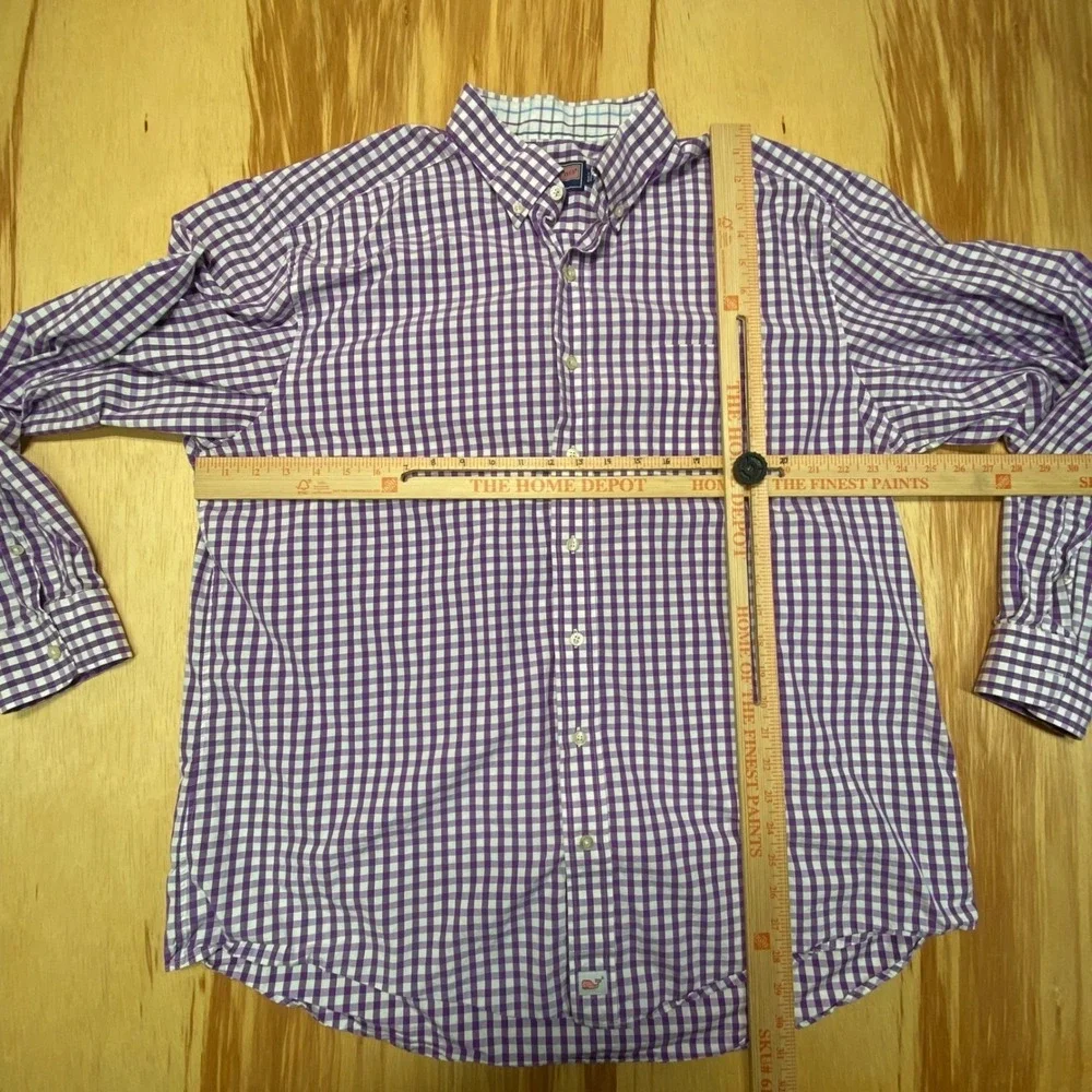 Vineyard Vines Murray Shirt Mens XL Purple White‎ Check Long Sleeve Button Up
